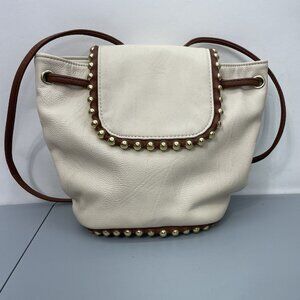 Big Buddha Mini Small Bucket Backpack Shoulder Bag Cinch Studded Cream Beige